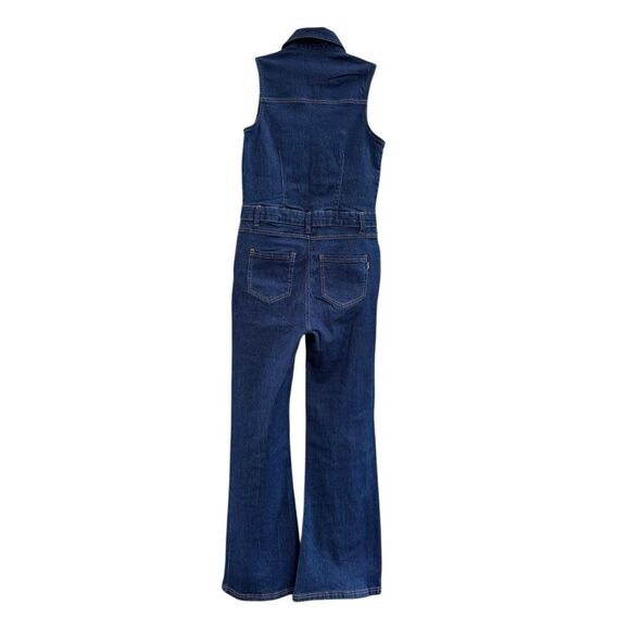 NWT Bebe Women's The Feminine Utility Jumpsuit in Denim Indigo Blue Size Medium - Picture 6 of 10